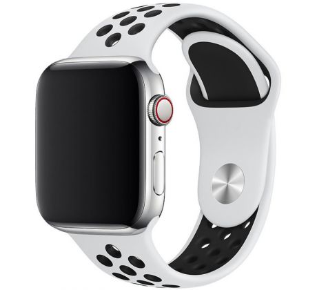 Remienok pre Apple Watch (42/44/45mm) Sport, white-black (veľkosť L)