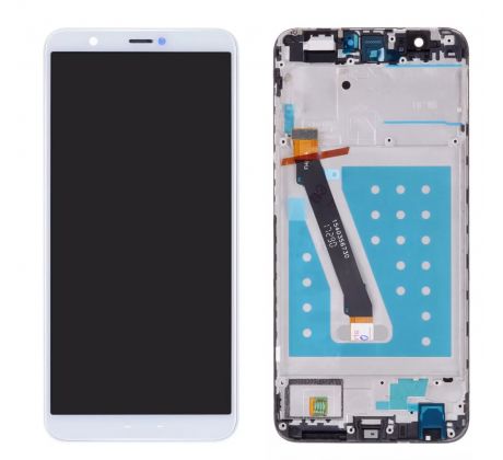 LCD displej + dotyková plocha pre Huawei P Smart s rámom - biely