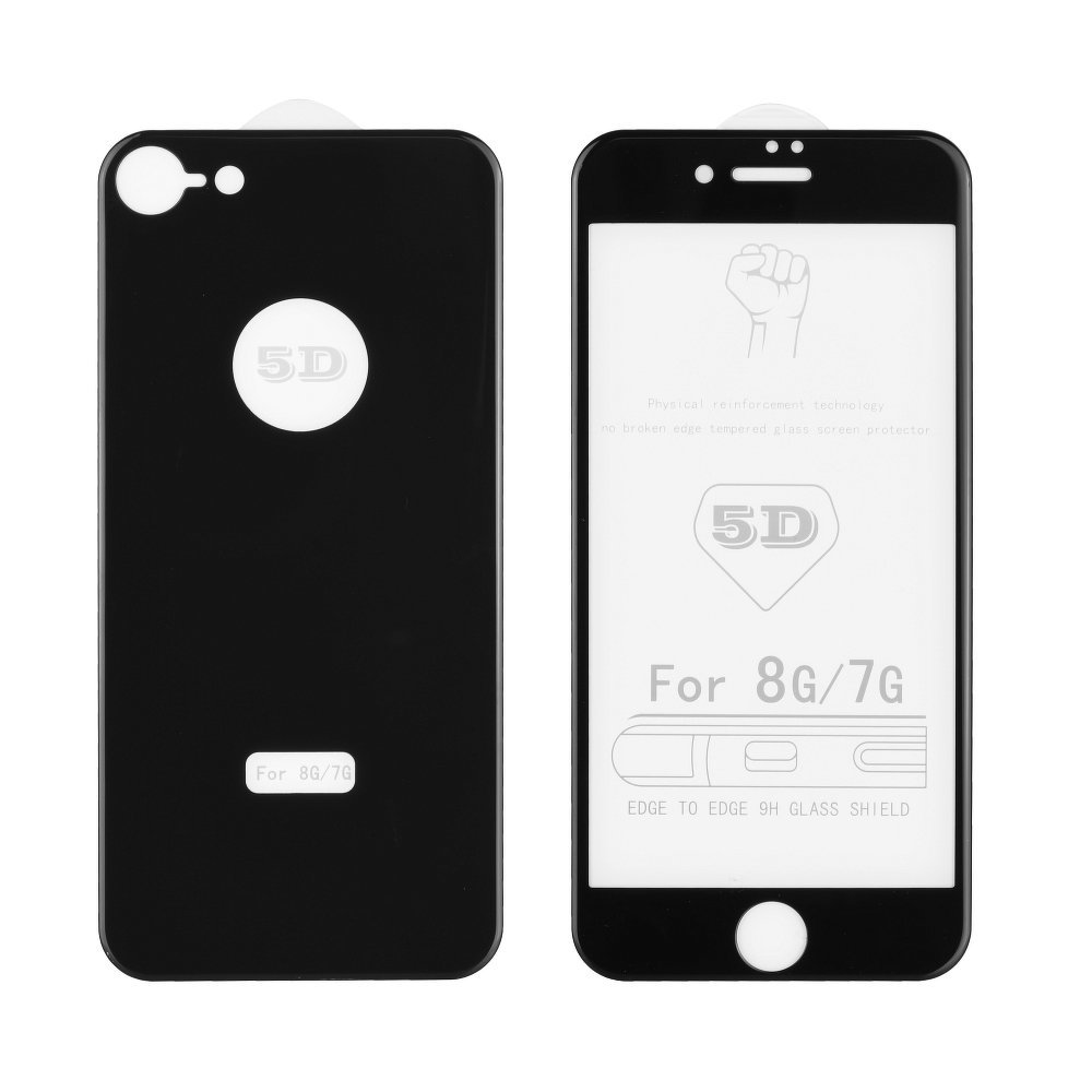 5D predné a zadné ochranné sklo pre Apple iPhone 7 Plus/8 Plus - čierne