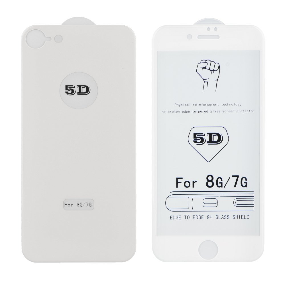 5D predné a zadné ochranné sklo pre Apple iPhone 7 Plus/8 Plus - biele