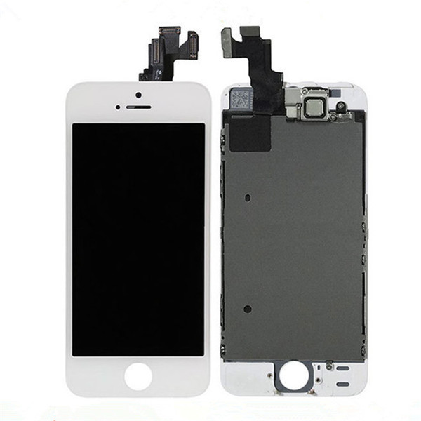 Apple ORIGINAL Biely LCD displej iPhone 5S s prednou kamerou + proximity senzor OEM (bez home button)