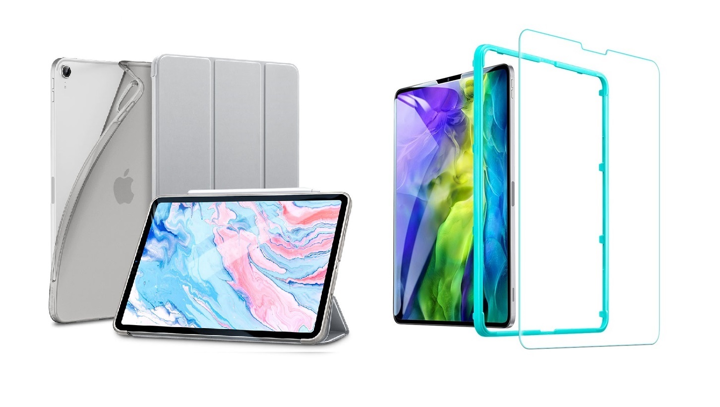 TriFold Smart Case - kryt so stojančekom pre iPad Pro 11 2018/2020/2021 - šedý + Ochranné tvrdené sklo s inštalačným rámikom
