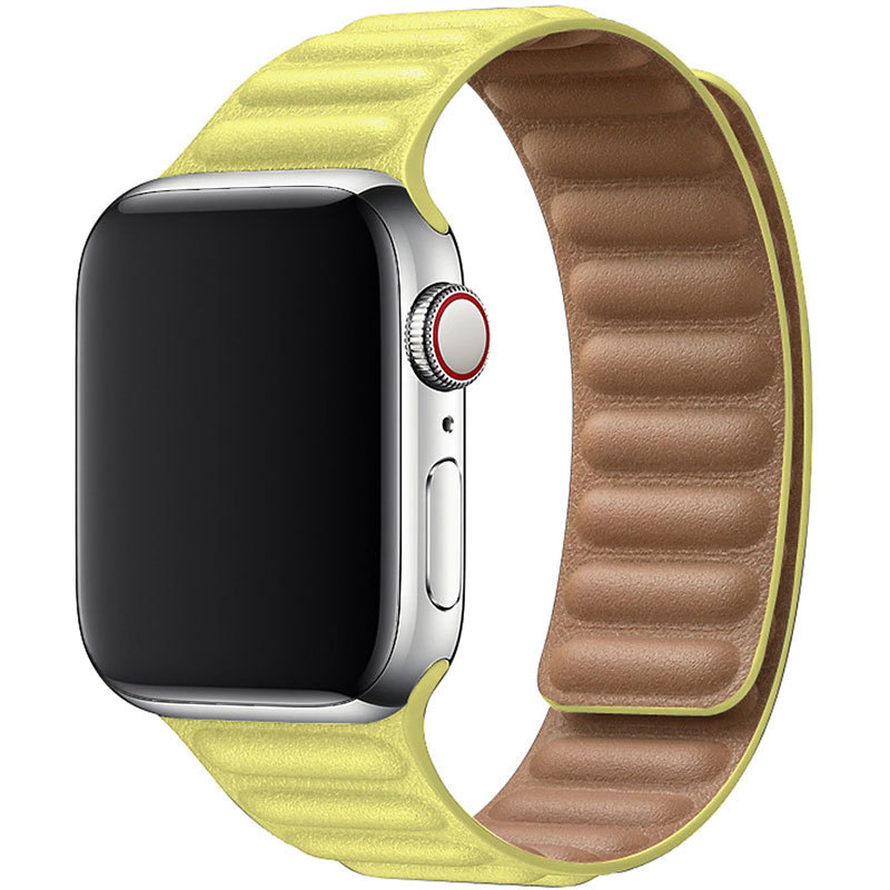 Koženkový remienok Leather Link pre Apple Watch (42/44/45mm) Yellow