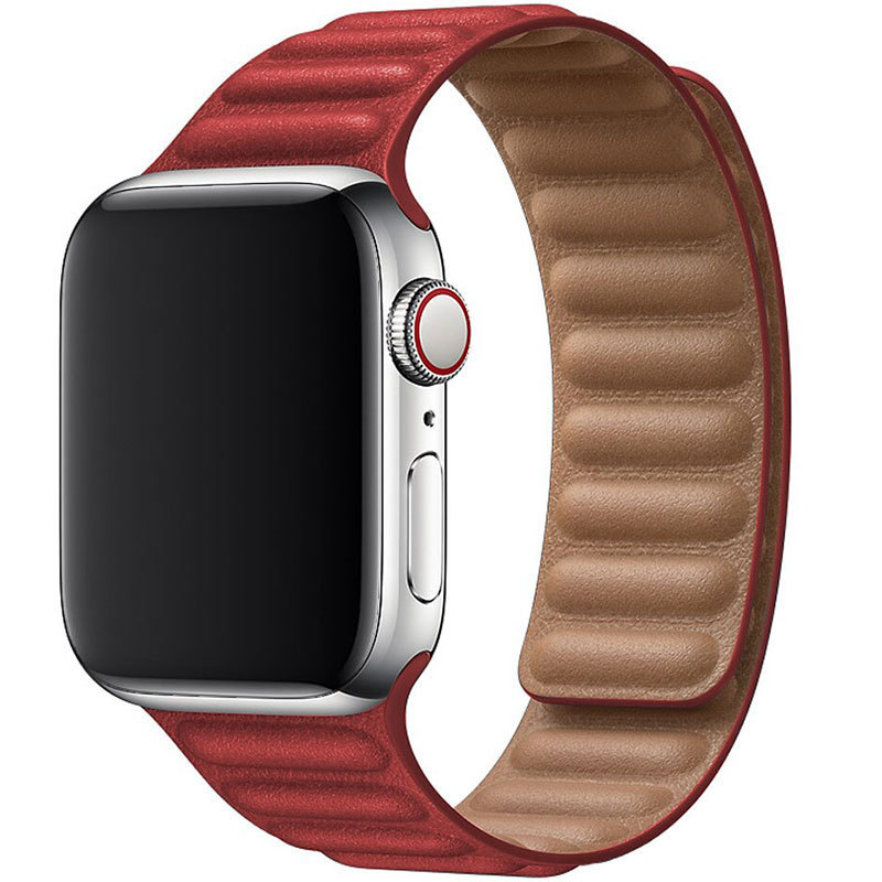 Koženkový remienok Leather Link pre Apple Watch (42/44/45mm) Dark Red