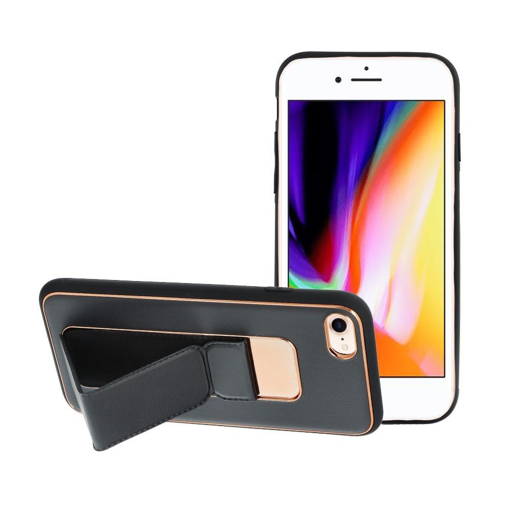 Forcell LEATHER Case Kickstand iPhone 7 / 8 / SE 2020 čierny