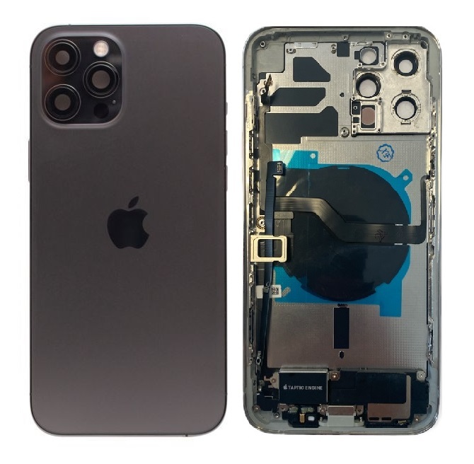 Apple iPhone 12 Pro Max - Zadný housing s predinštalovanými dielmi (space grey - šedý)