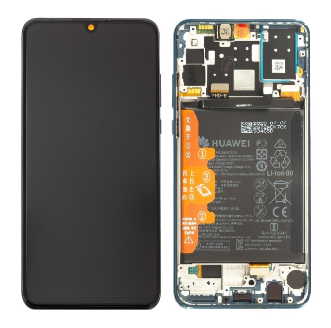 Original displej + dotykové sklo pre Huawei P30 Lite Black 24MP foto (Service Pack)