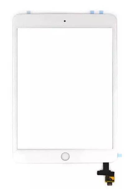 Apple iPad Mini 3 - dotyková plocha, sklo (digitizér) s IC konektorom a home buttonom - biely