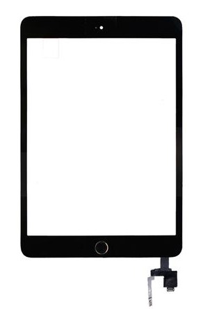 Apple iPad Mini 3 - dotyková plocha, sklo (digitizér) s IC konektorom a home buttonom - čierny