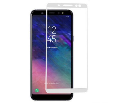 FULL GLUE 3D tvrdené ochranné sklo pre Samsung Galaxy A6 2018 - biele