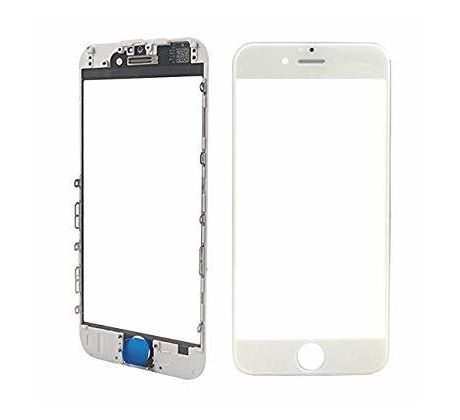 Oleofóbne náhradné biele predné sklo s rámom na iPhone 6 Plus