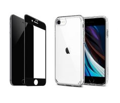 2PACK - 3D čierne ochranné sklo + transparentný kryt pre iPhone 7/8/SE 2020