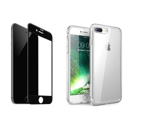 2PACK - 3D čierne ochranné sklo + transparentný kryt pre iPhone 7 Plus/8 Plus 