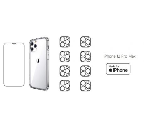 START PACK - hydrogel ochranná fólia + 8ks fólia na zadnú kameru + transparentný kryt pre iPhone 12 Pro Max