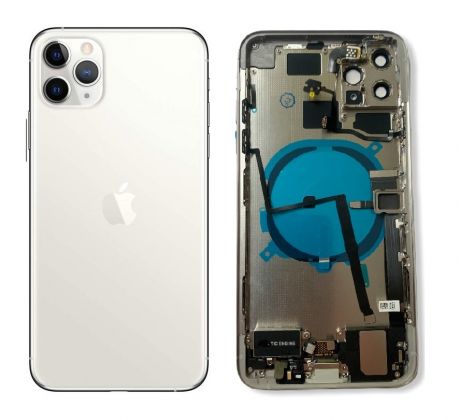 Apple iPhone 11 Pro - Zadný Housing (Silver) s predinštalovanými dielmi