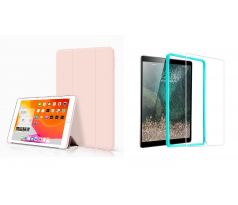 TriFold Smart Case - kryt so stojančekom pre iPad Pro 10.5/ 2019 Air3 10.5 - ružový + Ochranné tvrdené sklo s inštalačným rámikom    
