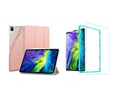 TriFold Smart Case - kryt so stojančekom pre iPad Pro 12.9" 2018/2020/2021 - ružový + Ochranné tvrdené sklo 