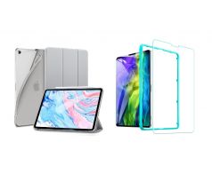 TriFold Smart Case - kryt so stojančekom pre iPad Air 4/iPad Air 5  - šedý + Ochranné tvrdené sklo s inštalačným rámikom     