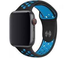 Remienok pre Apple Watch (42/44/45mm) Sport, black-light blue (veľkosť L)