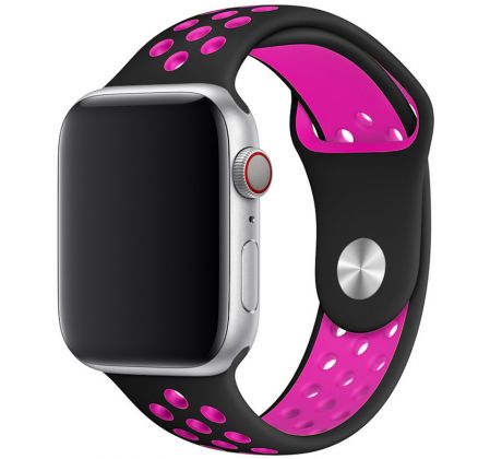 Remienok pre Apple Watch (42/44/45mm) Sport, black-pink (veľkosť L)