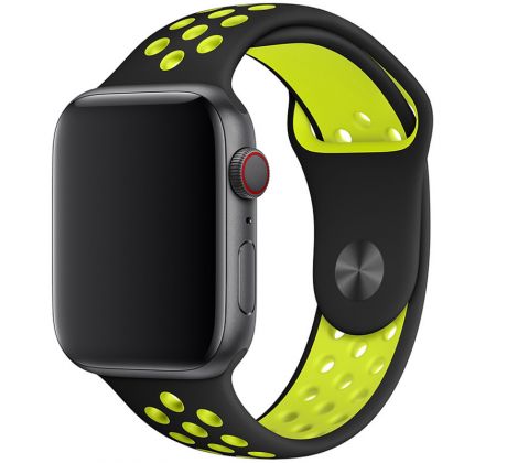 Remienok pre Apple Watch (42/44/45mm) Sport, black-yellow (veľkosť L)
