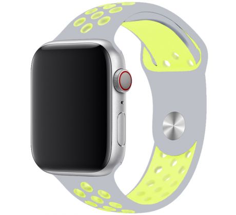 Remienok pre Apple Watch (38/40/41mm) Sport, grey-yellow (veľkosť L)