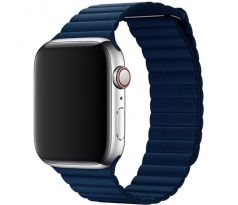 Koženkový remienok Leather Loop pre Apple Watch (42/44/45mm) Navy Blue