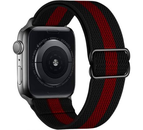 Scrunchie remienok pre Apple Watch (42/44/45mm) Black Stripe Red