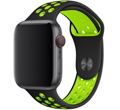 Remienok pre Apple Watch (42/44/45mm) Sport, black-green (veľkosť L)