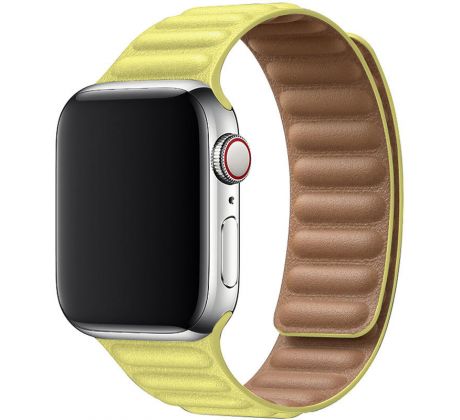 Koženkový remienok Leather Link pre Apple Watch (42/44/45mm) Yellow