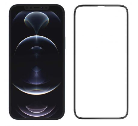 5D Hybrid ochranné sklo iPhone 12/12 Pro s vystúpenými okrajmi - čierne 