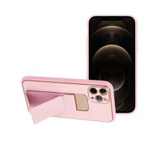 Forcell LEATHER Case Kickstand  iPhone 12 / 12 Pro čierny ružový