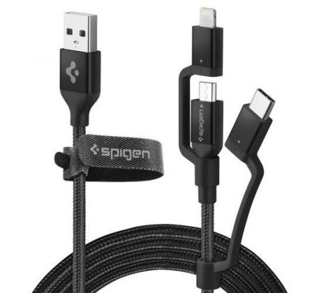 KÁBEL SPIGEN C10I3 3IN1 TYPE-C & LIGHTNING & MICRO-USB CABLE 150CM BLACK