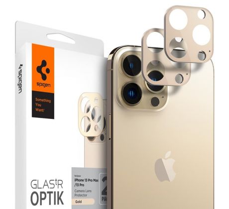 OCHRANNÉ SKLO ZADNEJ KAMERY  SPIGEN OPTIK.TR CAMERA PROTECTOR 2-PACK iPhone 13 Pro / 13 Pro Max GOLD