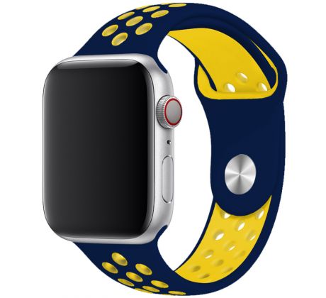 Remienok pre Apple Watch (42/44/45mm) Sport, midnight blue-yellow (veľkosť S)