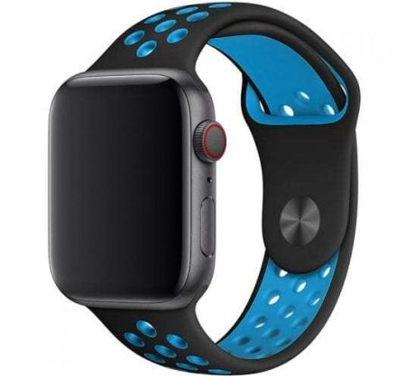 Remienok pre Apple Watch (42/44/45mm) Sport, black-light blue (veľkosť S)