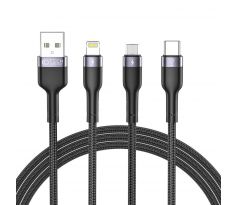 KÁBEL TECH-PROTECT ULTRABOOST ”2” 3IN1 LIGHTNING & TYPE-C & MICRO-USB CABLE 3A 120CM BLACK