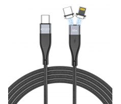 TECH-PROTECT ULTRABOOST 2IN1 MAGNETIC CABLE LIGHTNING & TYPE-C PD60W/3A 100CM BLACK