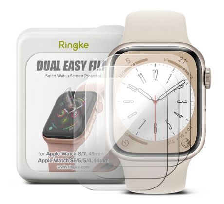 OCHRANNÁ FÓLIA RINGKE DUAL EASY 3-PACK APPLE WATCH 4 / 5 / 6 / 7 / 8 / 9 / SE (44 / 45 MM) CLEAR