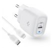 SIEŤOVÁ NABÍJAČKA NA MOBIL A TABLET SPIGEN PE2C10CL 1-PORT NETWORK CHARGER PD20W + LIGHTNING CABLE WHITE