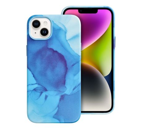 Kožený kryt - Mag Cover  iPhone 14 Plus modrý splash