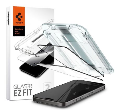 OCHRANNÉ TVRDENÉ SKLO SPIGEN GLAS.TR ”EZ FIT” FC 2-PACK iPhone 15 Pro BLACK