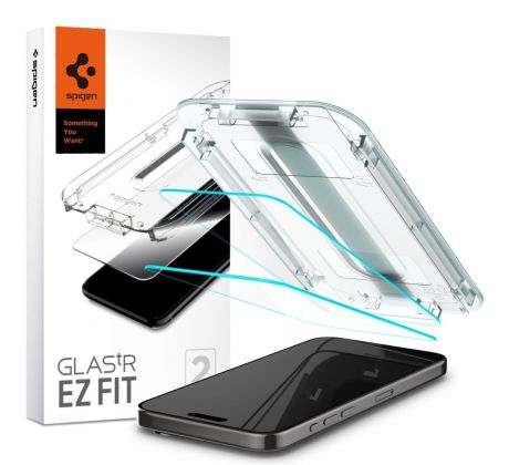 OCHRANNÉ TVRDENÉ SKLO SPIGEN GLAS.TR ”EZ FIT” 2-PACK iPhone 15 Pro Max CLEAR
