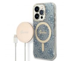 Original Set GUESS GUBPP14LH4EACSB  iPhone 14 Pro (Bundle Pack Magsafe: Case + Charger / 4G / Gold - Blue)
