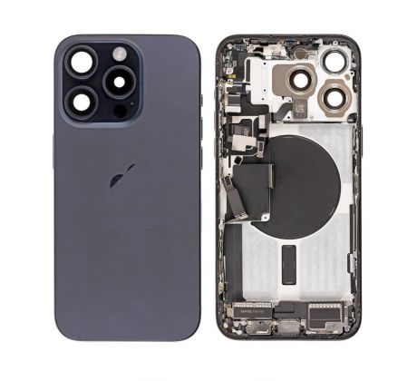 Apple iPhone 15 Pro - Zadný housing s predinštalovanými dielmi s predinštalovanými dielmi (Blue Titanium)