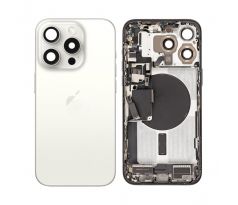 Apple iPhone 15 Pro - Zadný housing s predinštalovanými dielmi (White Titanium)