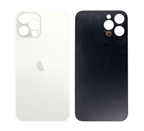 Apple iPhone 12 Pro Max - Sklo zadného housingu so zväčšeným otvorom na kameru BIG HOLE - biele