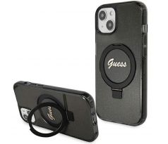 Original   GUESS GUHMP15SHRSGSK  iPhone 15 (Compatible with Magsafe / Glitter Script Logo / Ring stand / cierny)