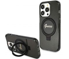 Original   GUESS GUHMP15LHRSGSK  iPhone 15 Pro (Compatible with Magsafe / Glitter Script Logo / Ring stand / cierny)