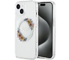 Original   GUESS GUHMP15SHFWFCT  iPhone 15 (Compatible with Magsafe / Flowers Wreath /  priesvitný)
